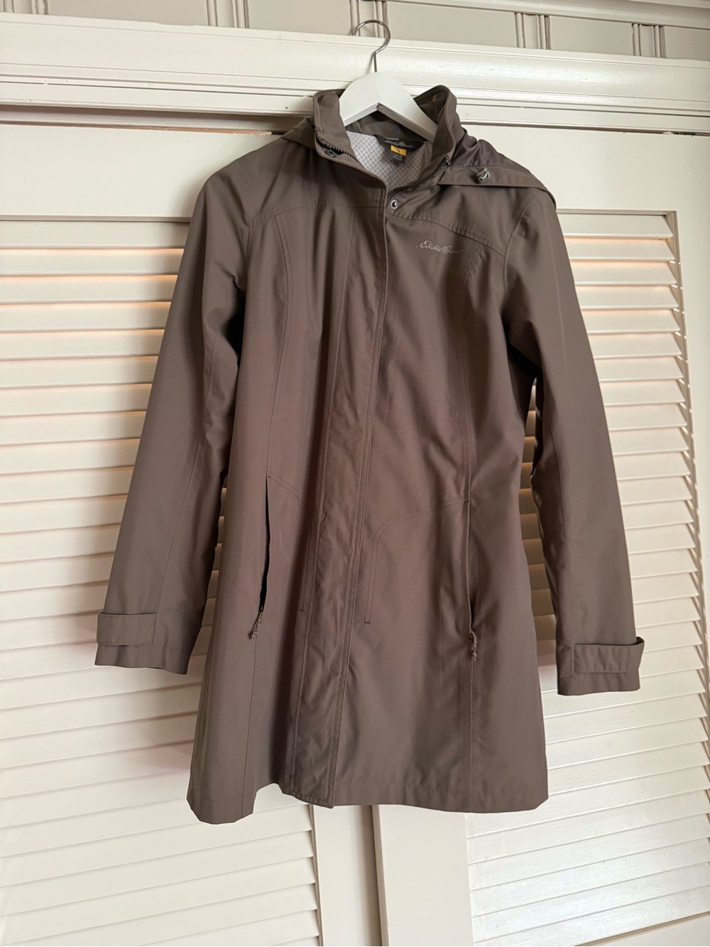 Eddie Bauer Taupe Hooded Raincoat